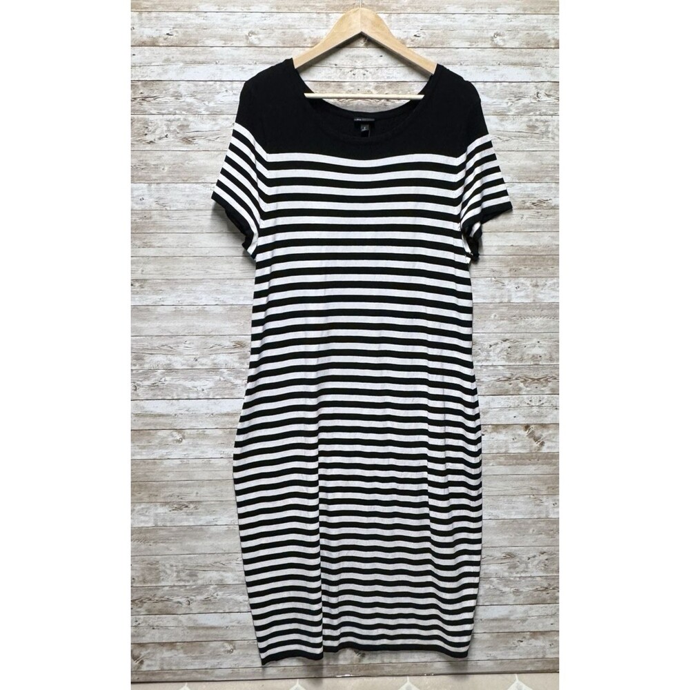 Torrid Black White Striped Sweater Shift Dress Sz 2X Short Sleeve NWT